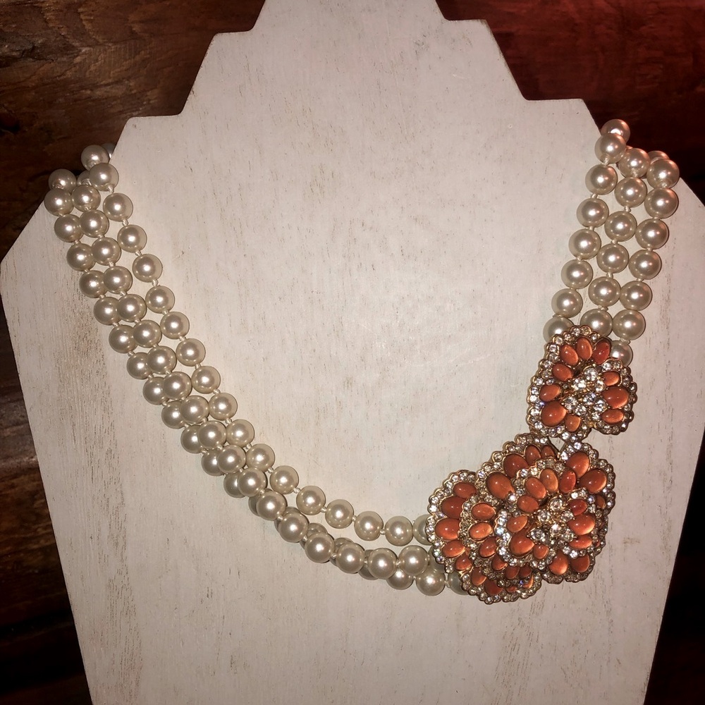 JCREW Faux Pearl Flower Necklace